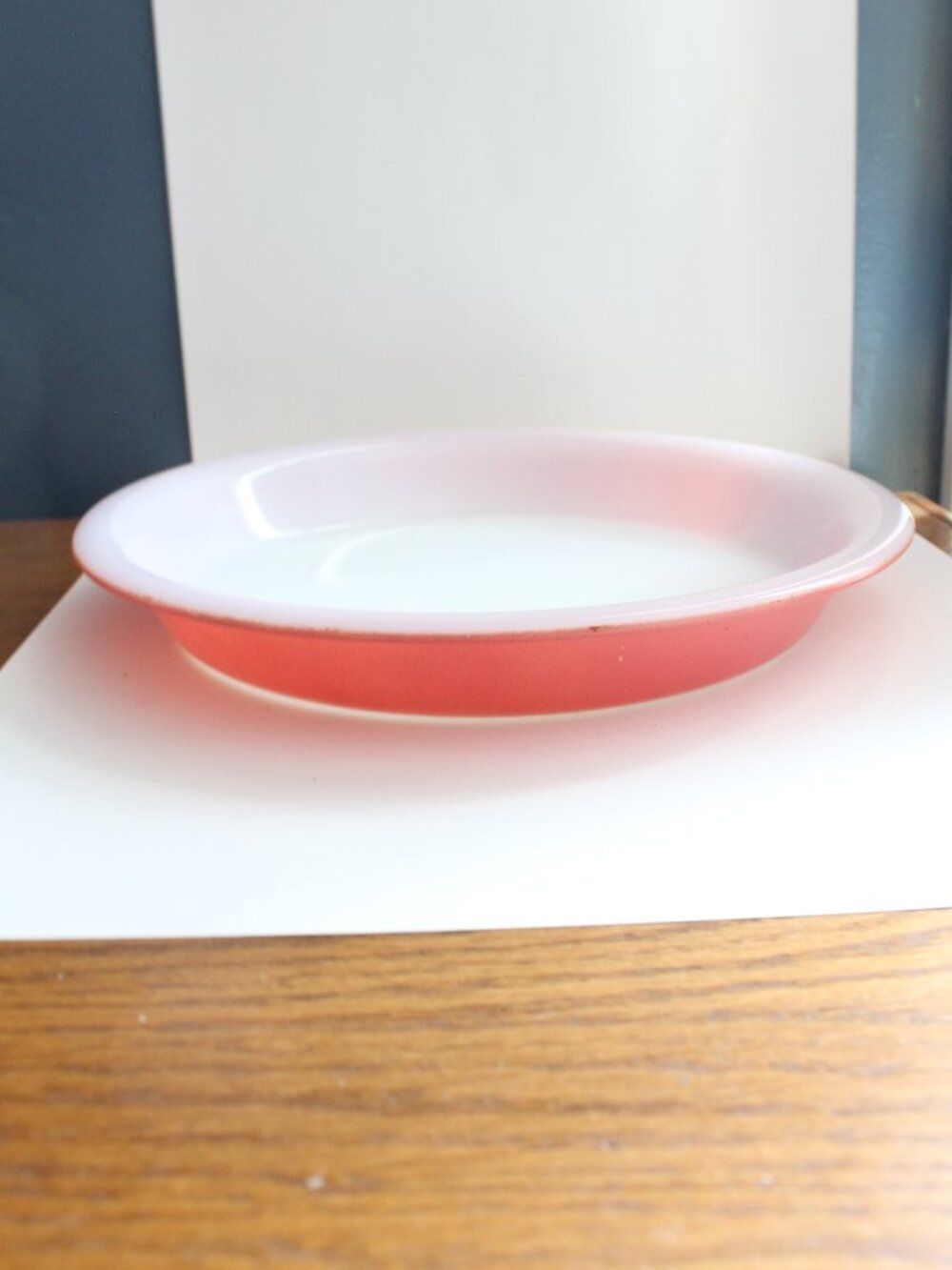 Pyrex  Coral/Pink  9.5" Milk Glass Pie Plate